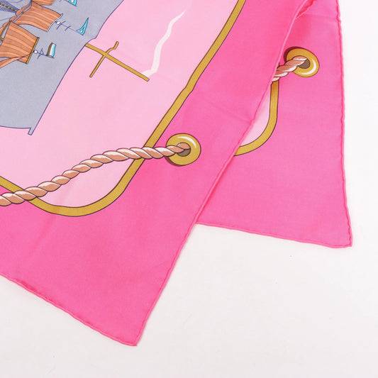 Hermès Carré 90 "GRAND LARGUE" Silk handkerchief in Pink
