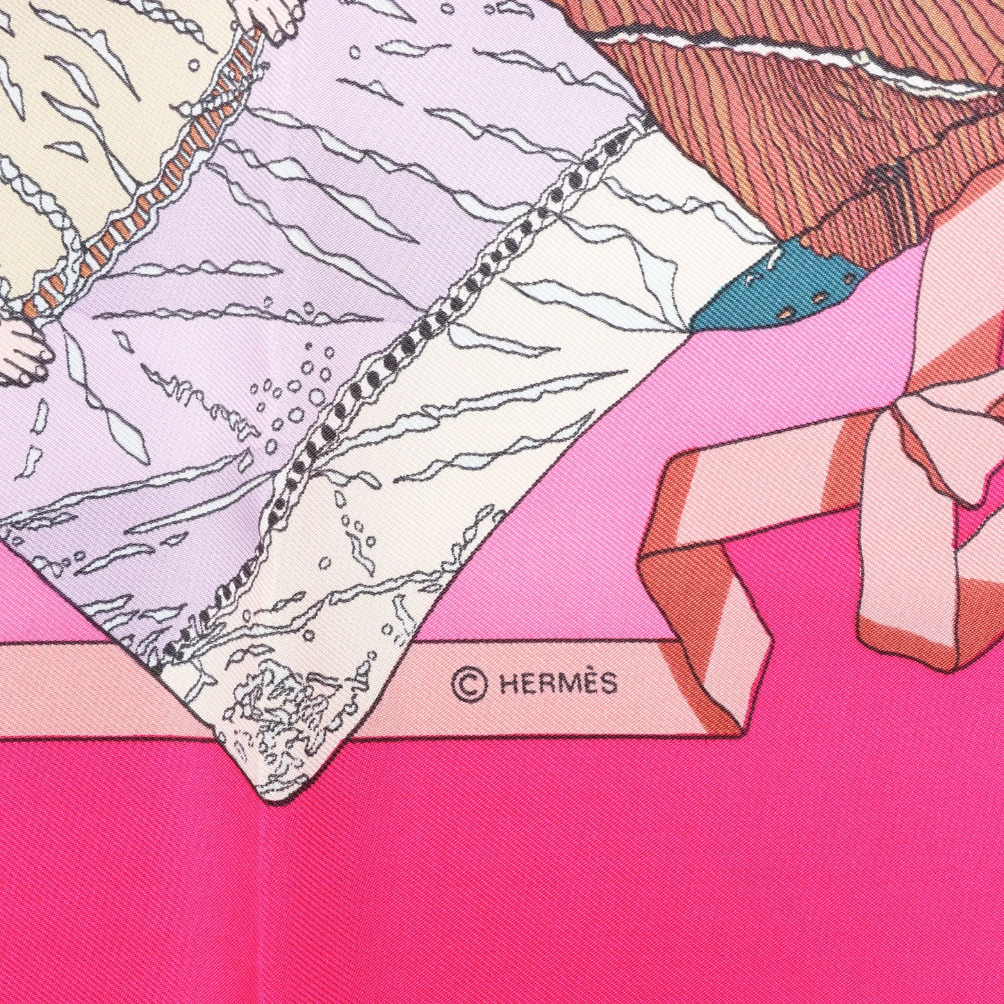 Hermès Carré 90 "HELLO DOLLY" Silk handkerchief in Pink