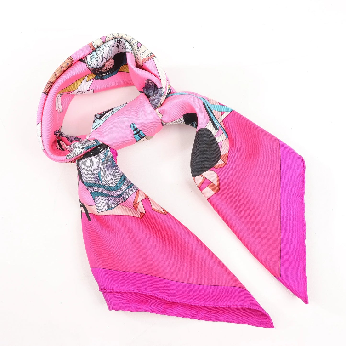 Hermès Carré 90 "HELLO DOLLY" Silk handkerchief in Pink