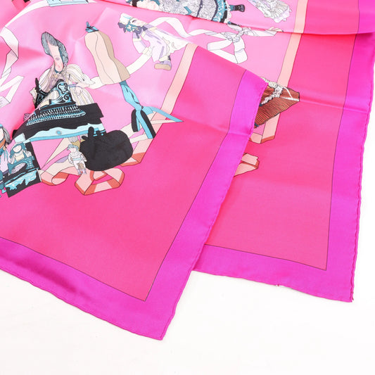 Hermès Carré 90 "HELLO DOLLY" Silk handkerchief in Pink