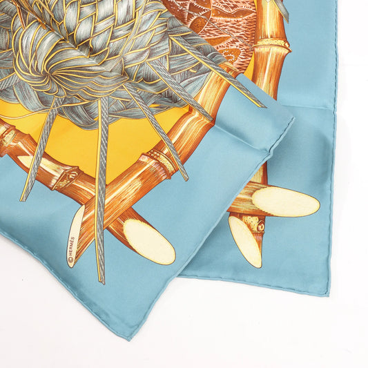 Hermès Carré 90 "Jardin Creole" Silk handkerchief in Blue