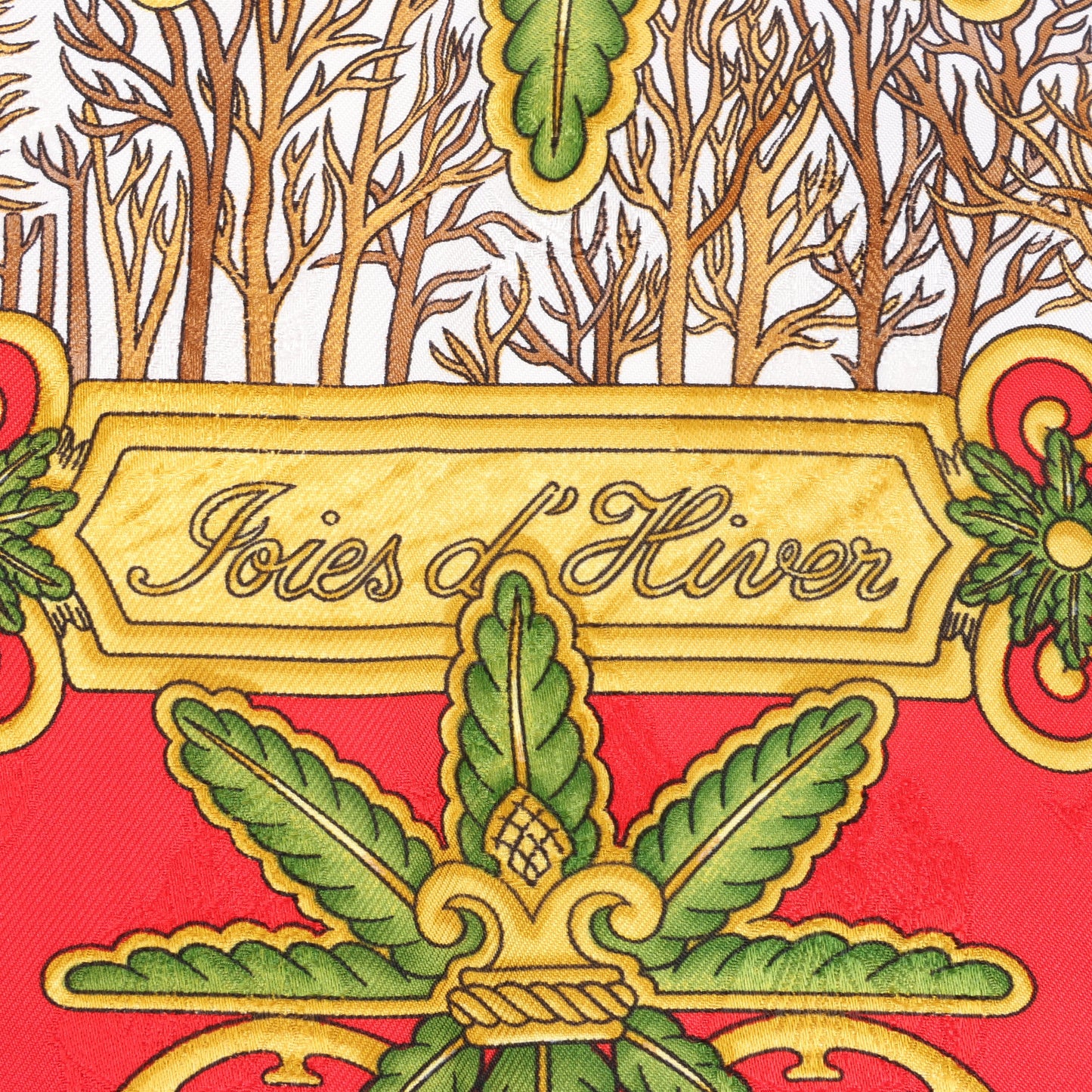 Hermès Carré 90 "Joies d’Hiver" 100% Silk Scarf in Red