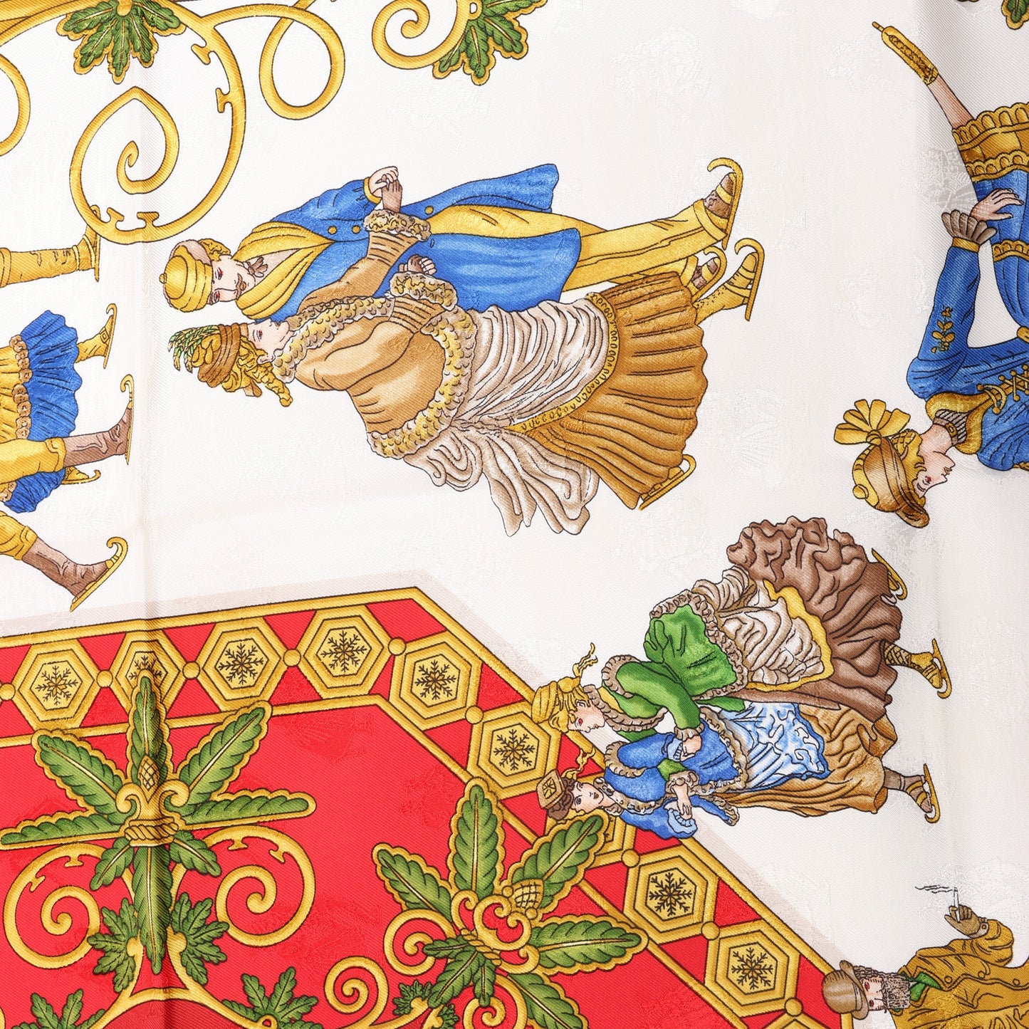 Hermès Carré 90 "Joies d’Hiver" 100% Silk Scarf in Red