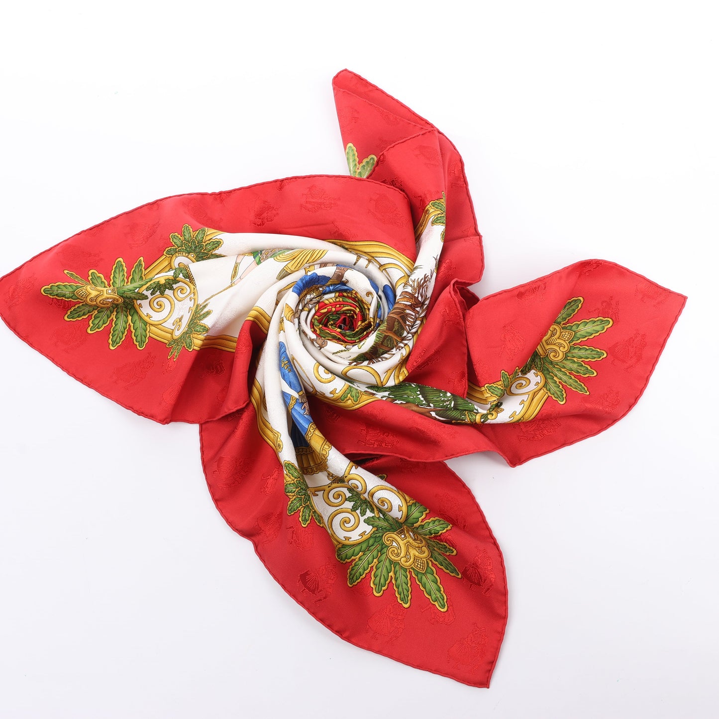 Hermès Carré 90 "Joies d’Hiver" 100% Silk Scarf in Red