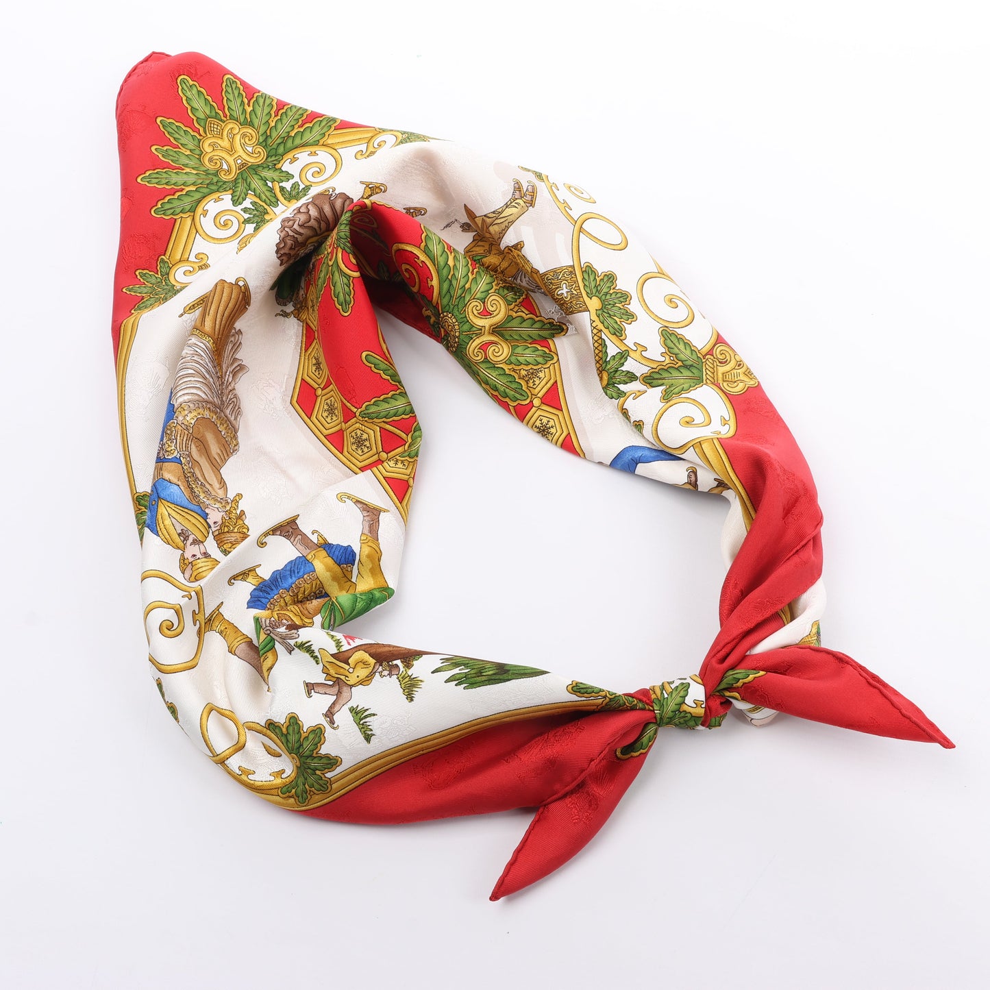 Hermès Carré 90 "Joies d’Hiver" 100% Silk Scarf in Red