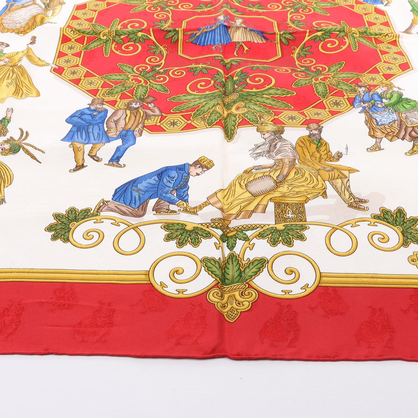 Hermès Carré 90 "Joies d’Hiver" 100% Silk Scarf in Red