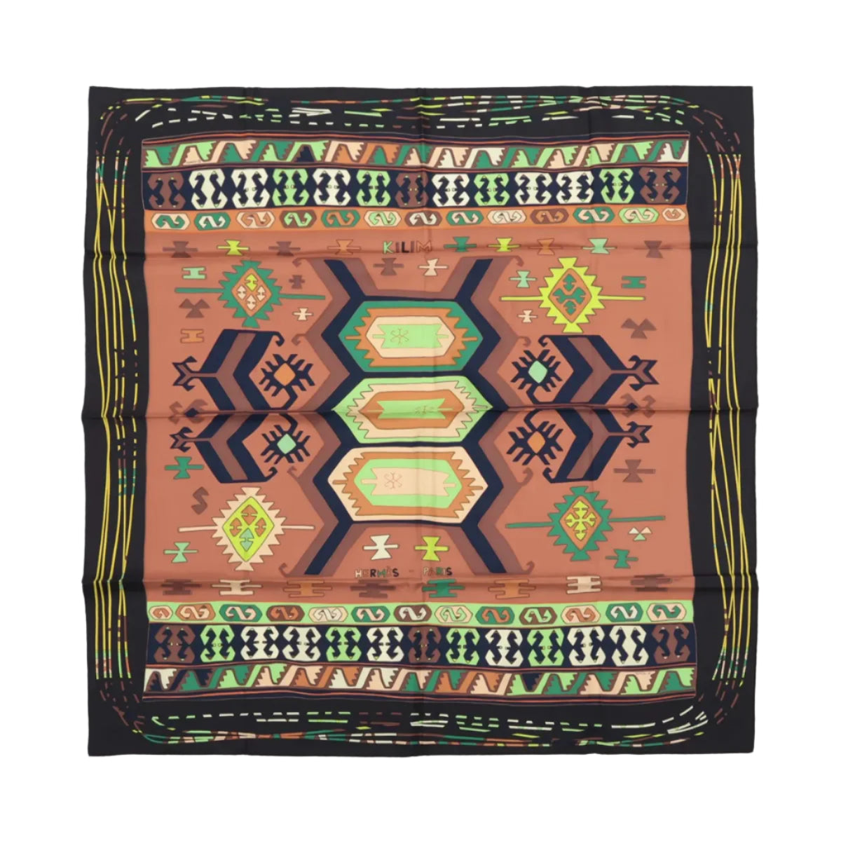 Hermès Carré 90 "KILIM" Silk handkerchief in Brown