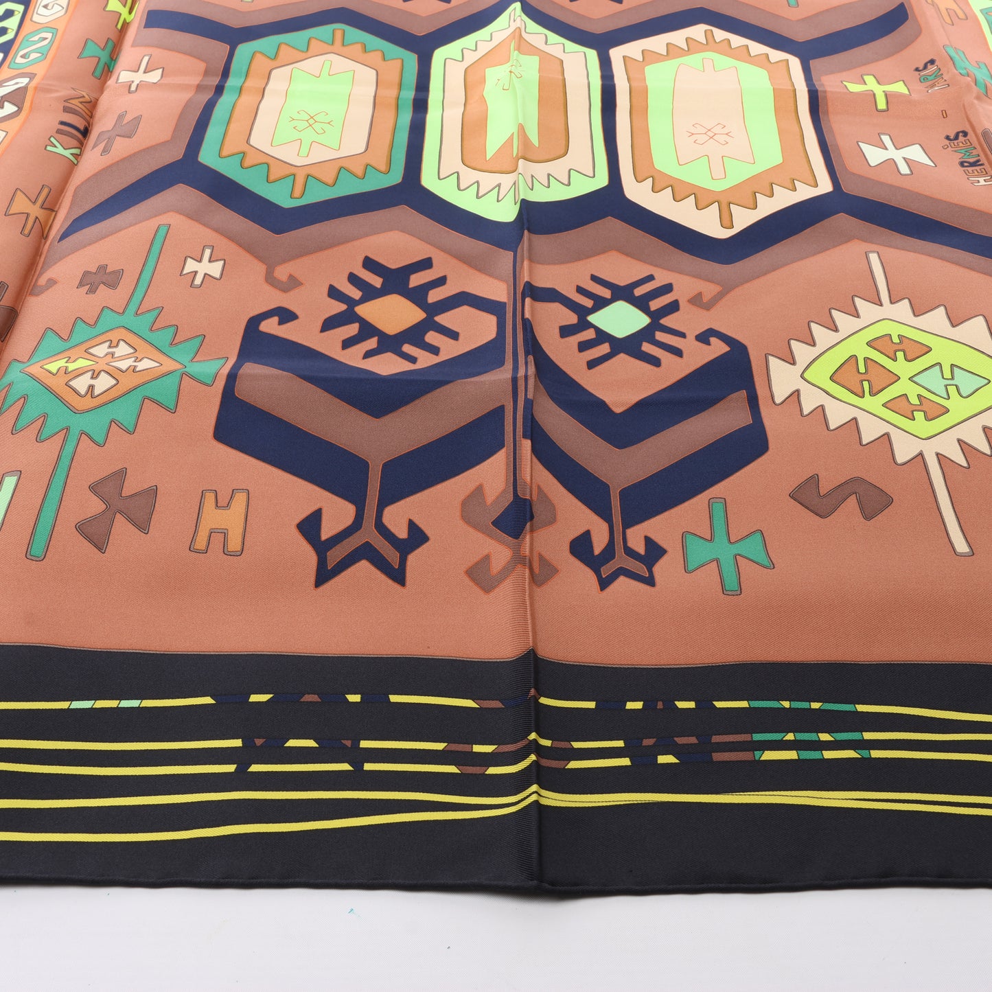 Hermès Carré 90 "KILIM" Silk handkerchief in Brown