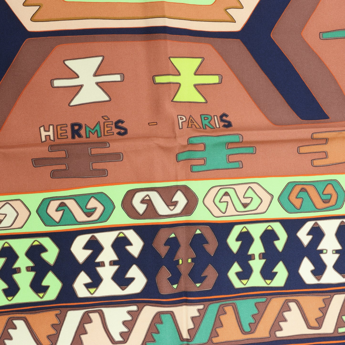Hermès Carré 90 "KILIM" Silk handkerchief in Brown