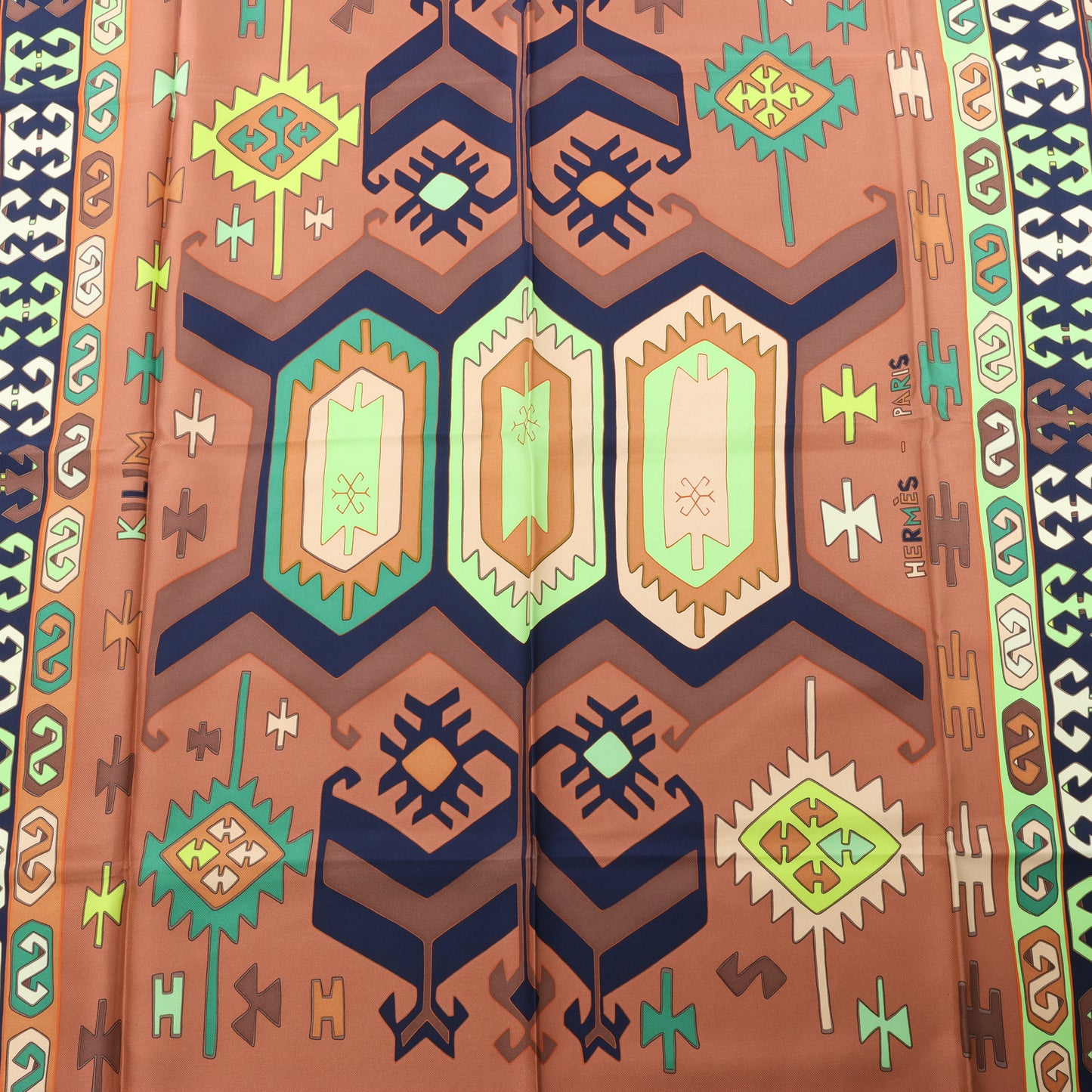 Hermès Carré 90 "KILIM" Silk handkerchief in Brown