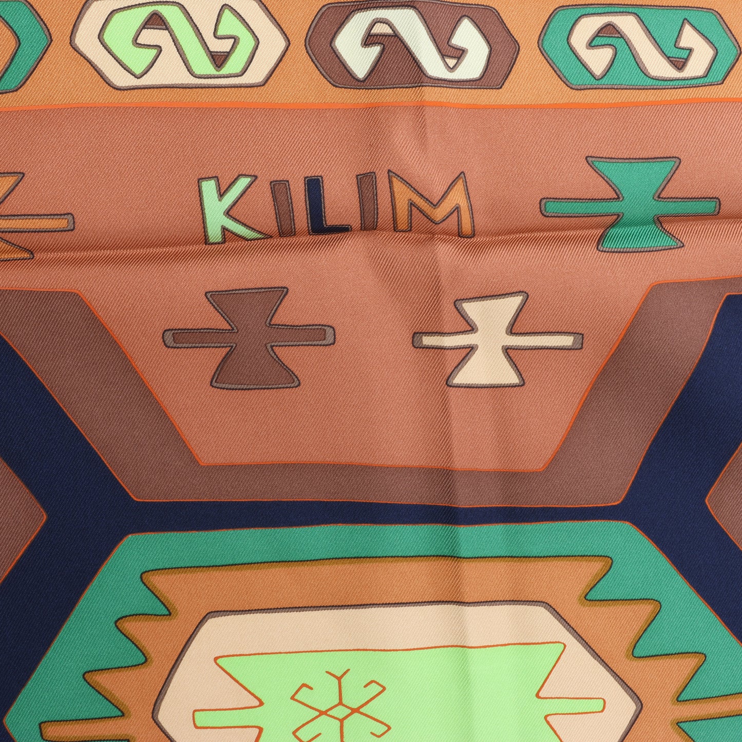 Hermès Carré 90 "KILIM" Silk handkerchief in Brown