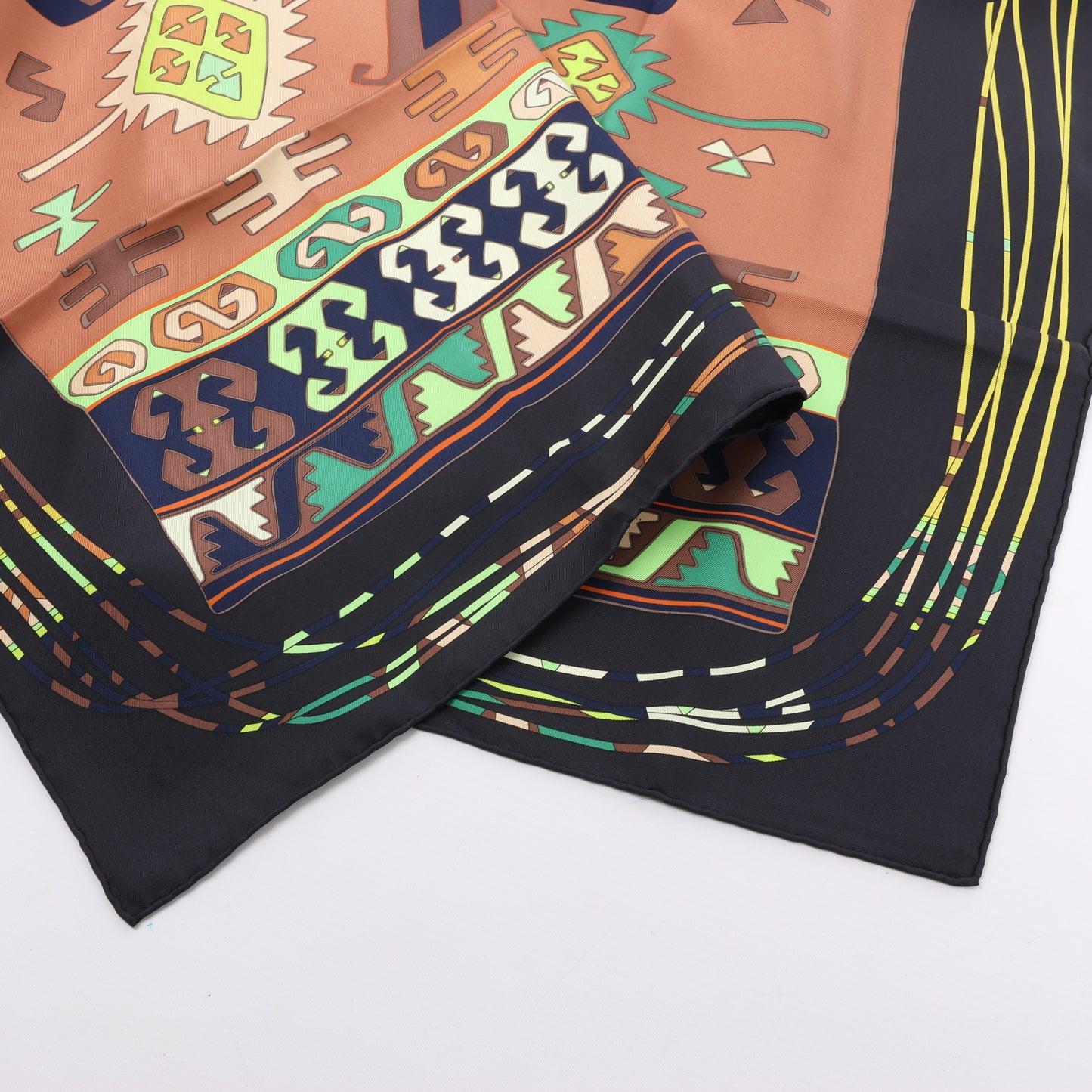 Hermès Carré 90 "KILIM" Silk handkerchief in Brown