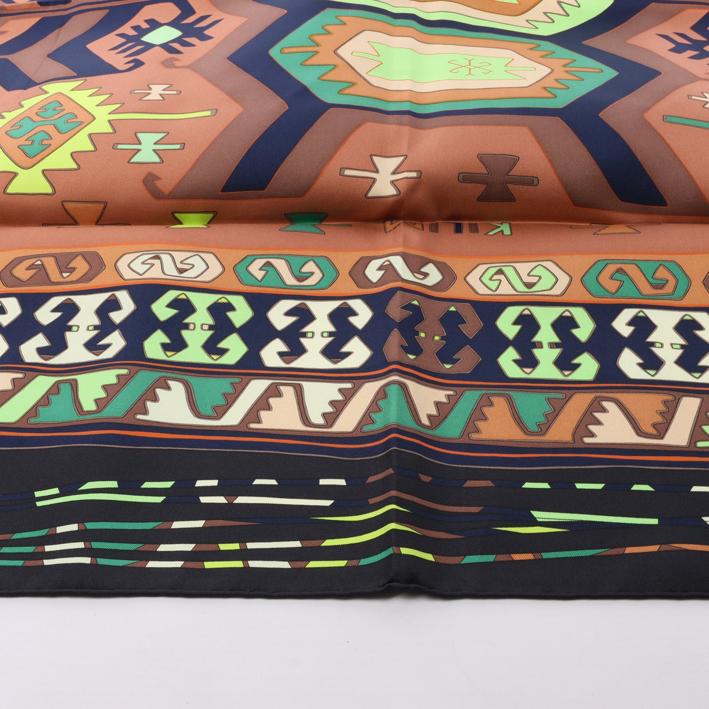 Hermès Carré 90 "KILIM" Silk handkerchief in Brown