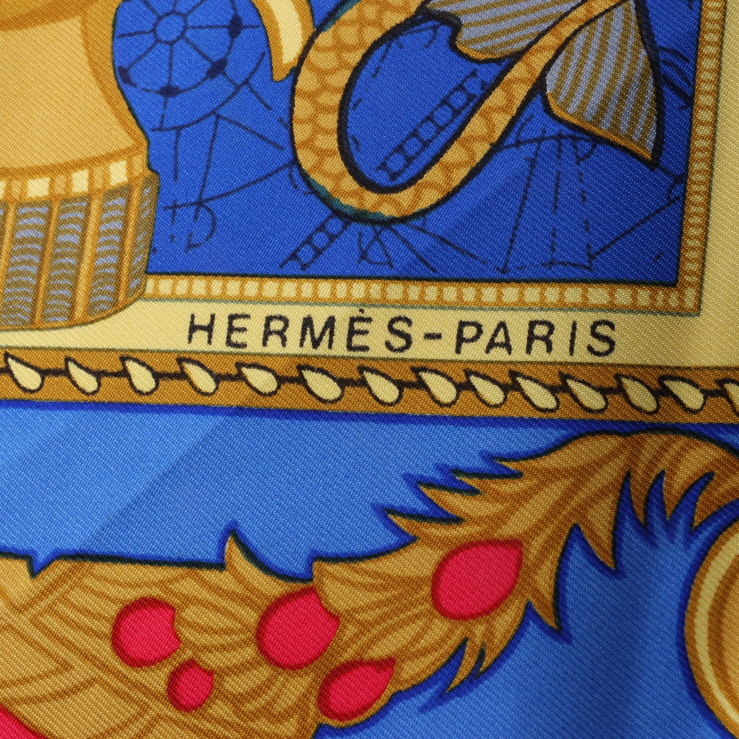 Hermès Carré 90 "LES BISSONE DE VENISE" 100% Silk Scarf in Blue
