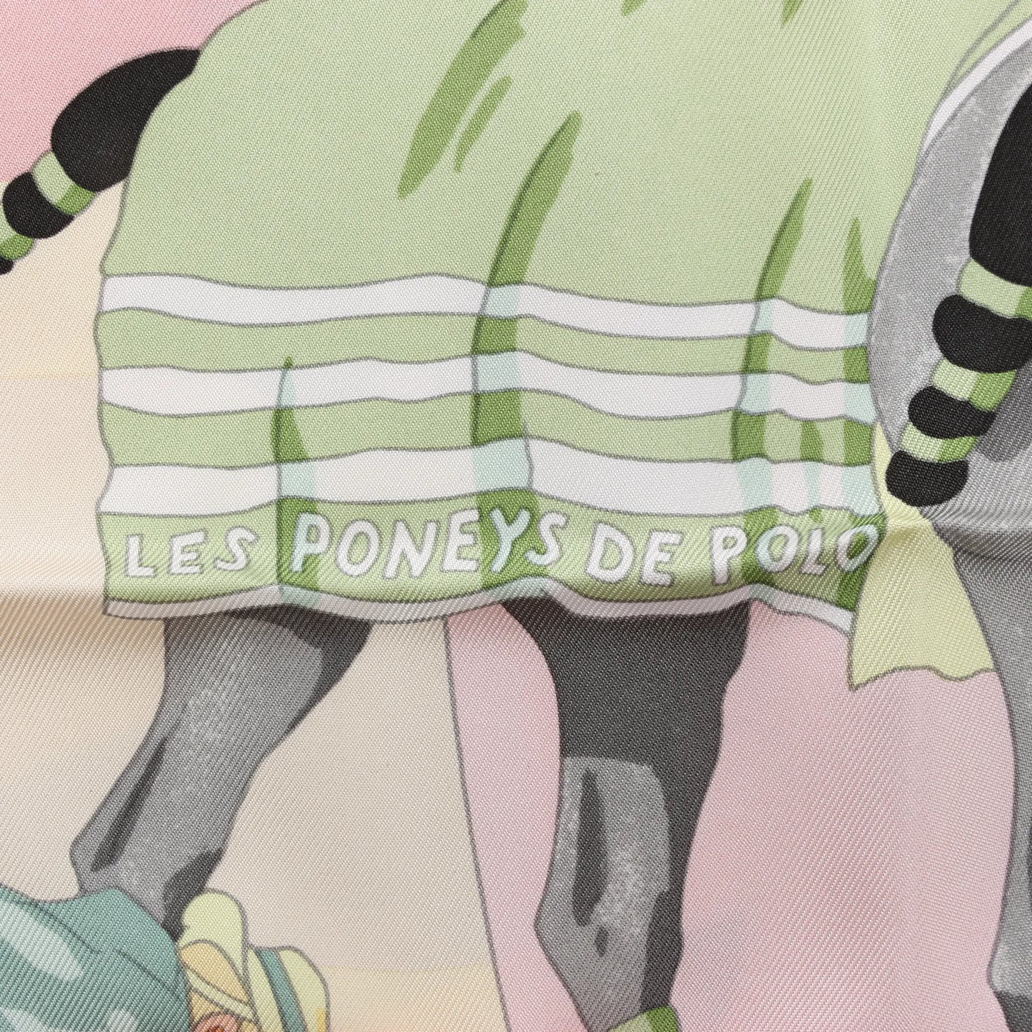 Hermes Carré 90 "LES PONEYS DE POLO" Silk handkerchief in Pink