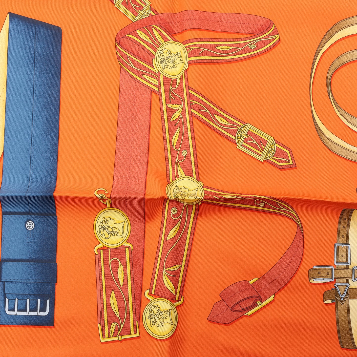 Hermès Carré 90 "LETTRES EQUESTRES" Foulard 100% Soie en Orange