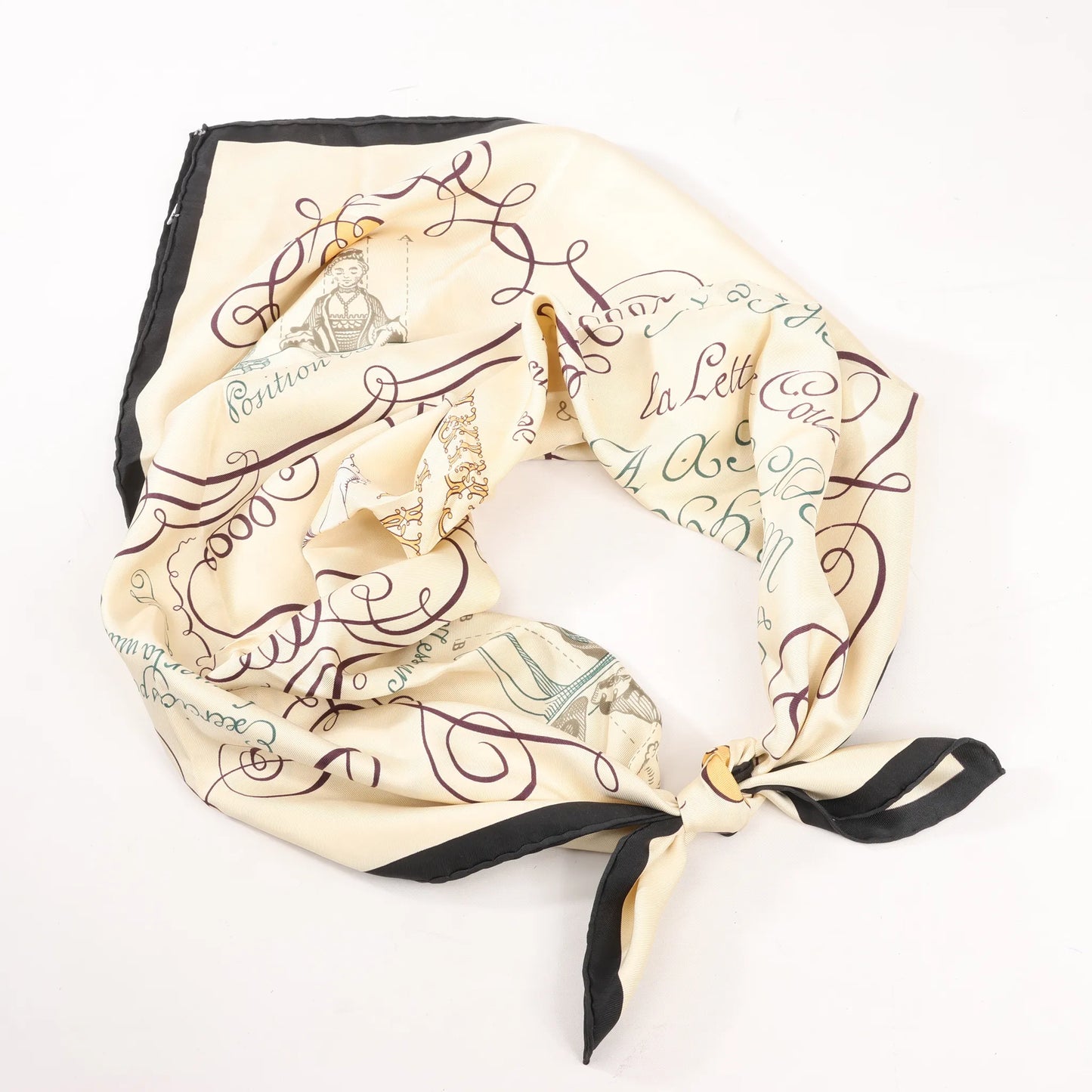 Hermès Carré 90 "L'ART D'ECRIRE" Silk handkerchief in Beige