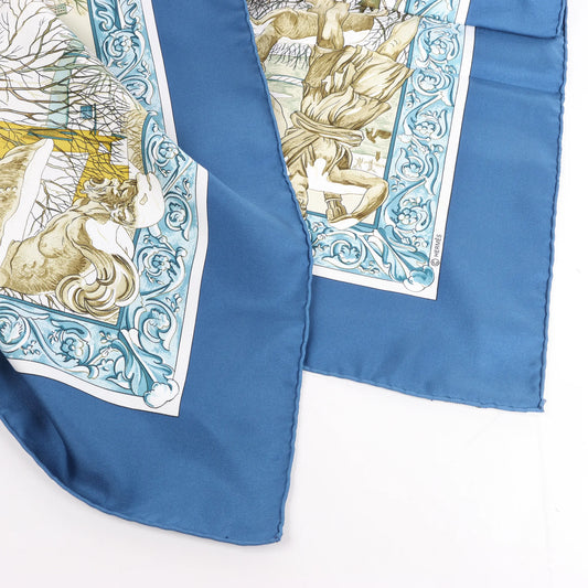 Hermès Carré 90 "L'hiver" Silk handkerchief in Blue