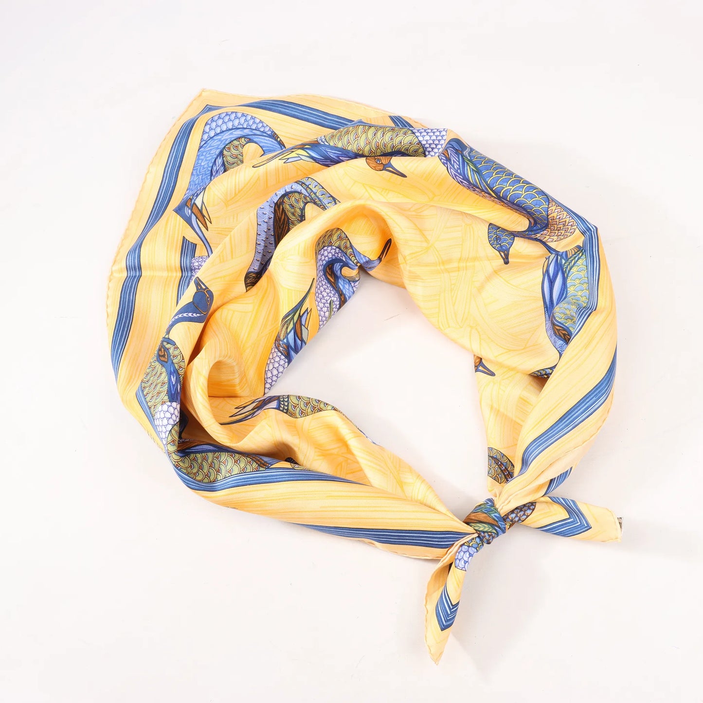 Hermès Carré 90 "La Mare aux Canards" Silk handkerchief in Yellow