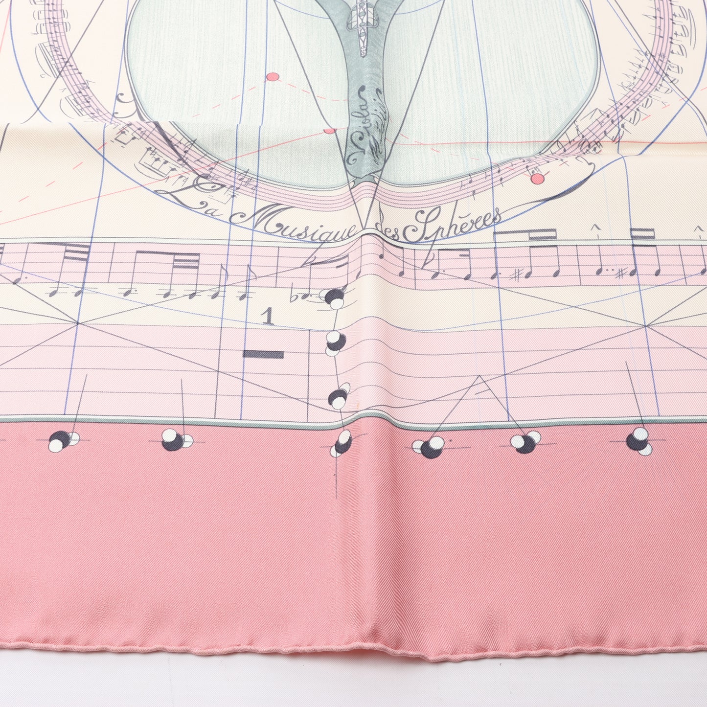 Hermès Carré 90 "La Musique Des Spheres" 100% Silk Scarf in Pink