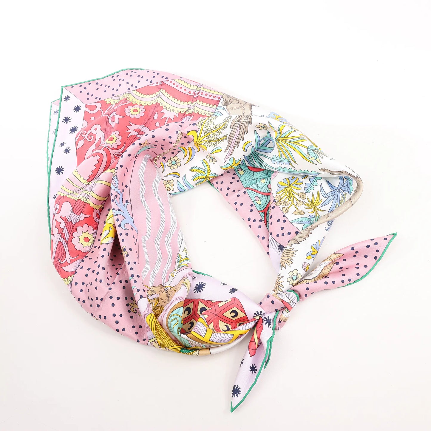 Hermès Carré 90 "Le Premier Chant" Silk handkerchief in Pink