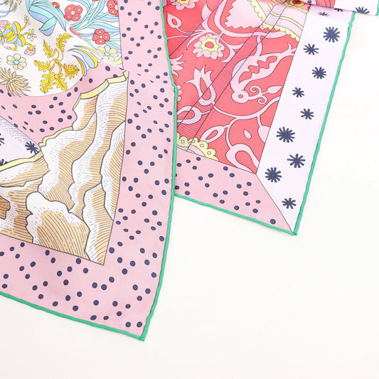 Hermès Carré 90 "Le Premier Chant" Silk handkerchief in Pink