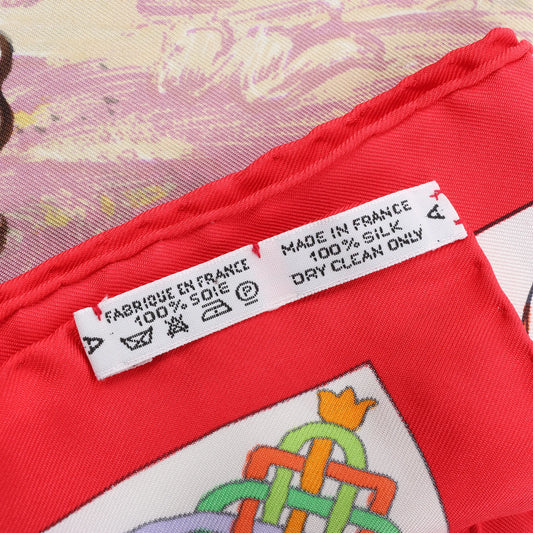 Hermès Carré 90 "Les Cheyennes" Silk handkerchief in Red