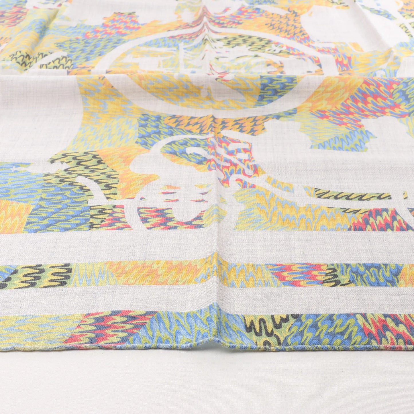 Hermès Carré 90 "MARBLE EX-LIBRIS" Cashmere & Silk handkerchief in Multicolor