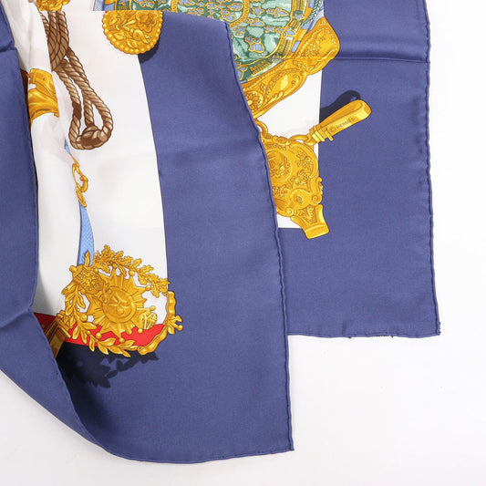 Hermès Carré 90 "Memoire d'Hermes" Silk handkerchief in Navy Blue