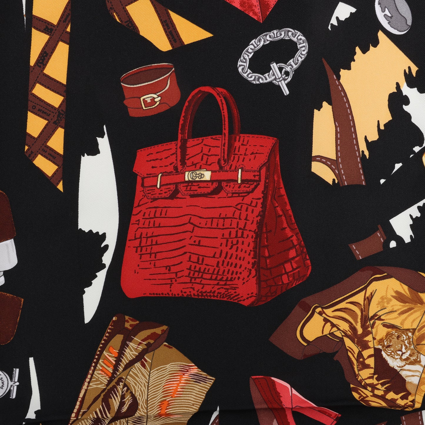 Carré Hermès Carré 90 « Monsieur et Madame » 100 % soie marron