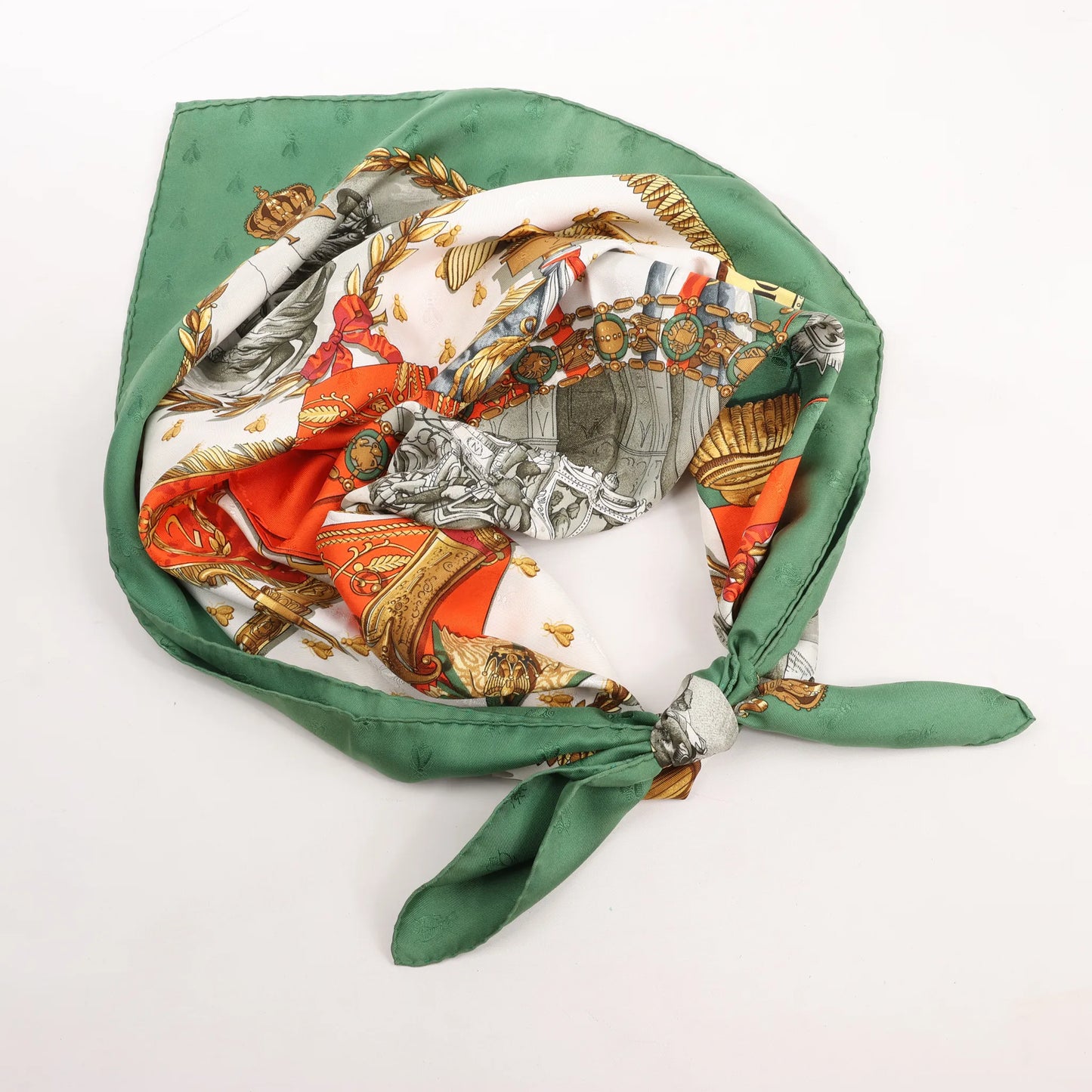Hermès Carré 90 "NAPOLEON" Silk handkerchief in Green