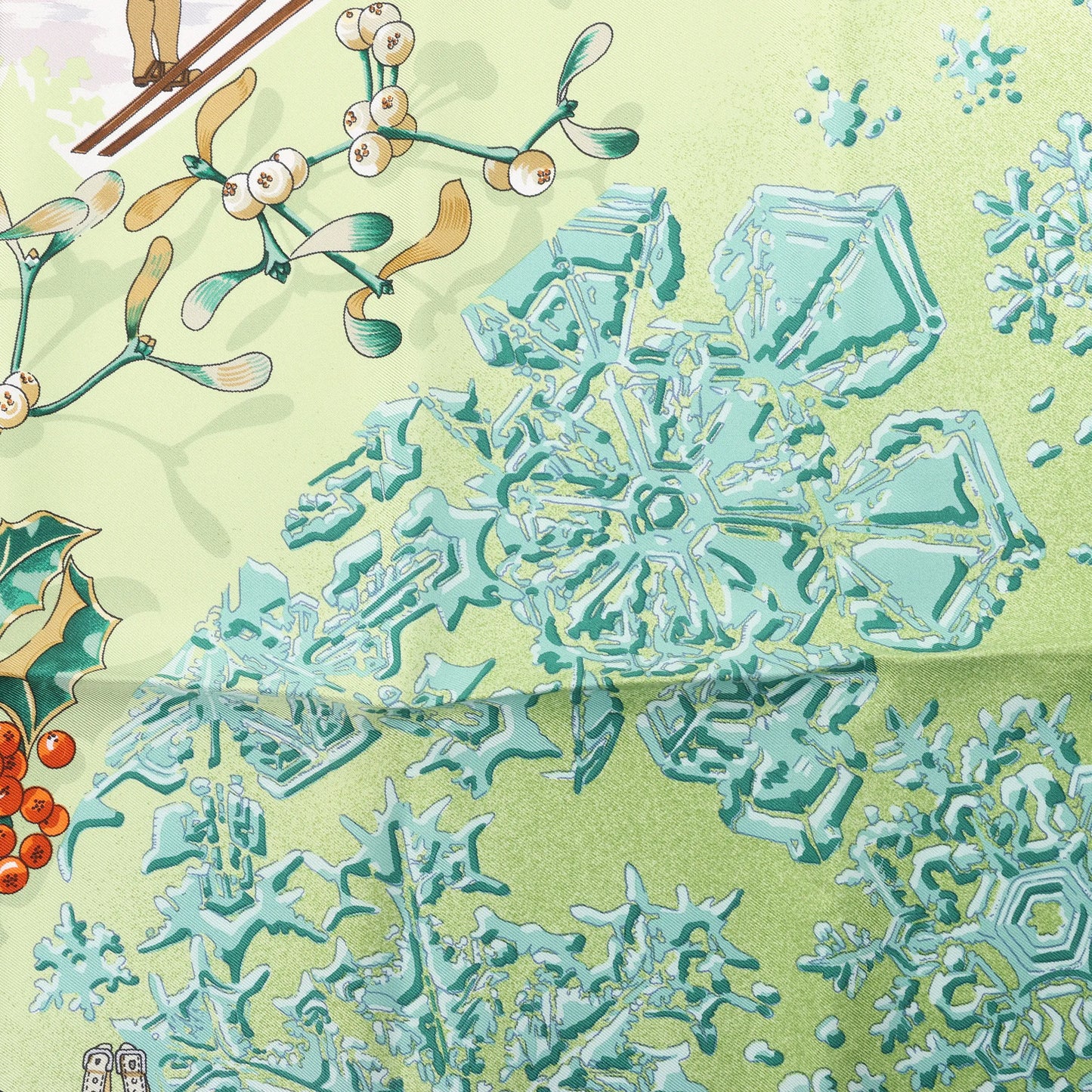 Hermès Carré 90 "Neige d' Antan" Silk handkerchief in Green