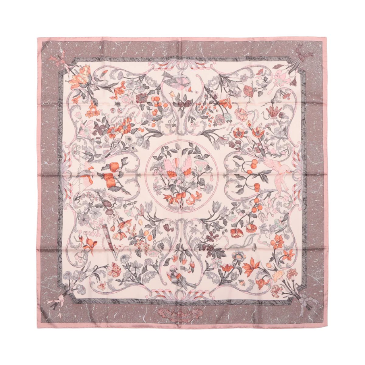Hermès Carré 90 "PIERRES d' ORIENT et d' OCCIDENT" Silk handkerchief in Pink