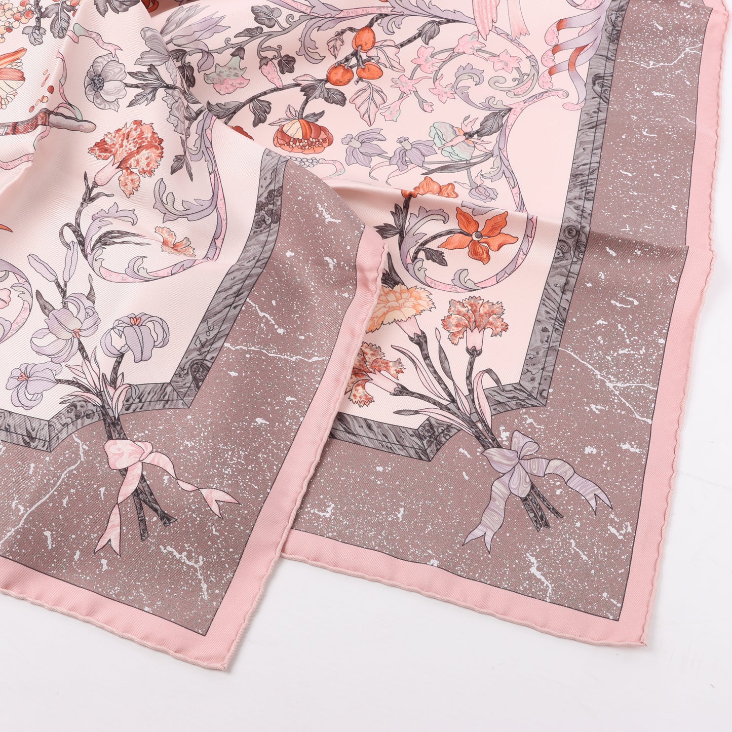 Hermès Carré 90 "PIERRES d' ORIENT et d' OCCIDENT" Silk handkerchief in Pink