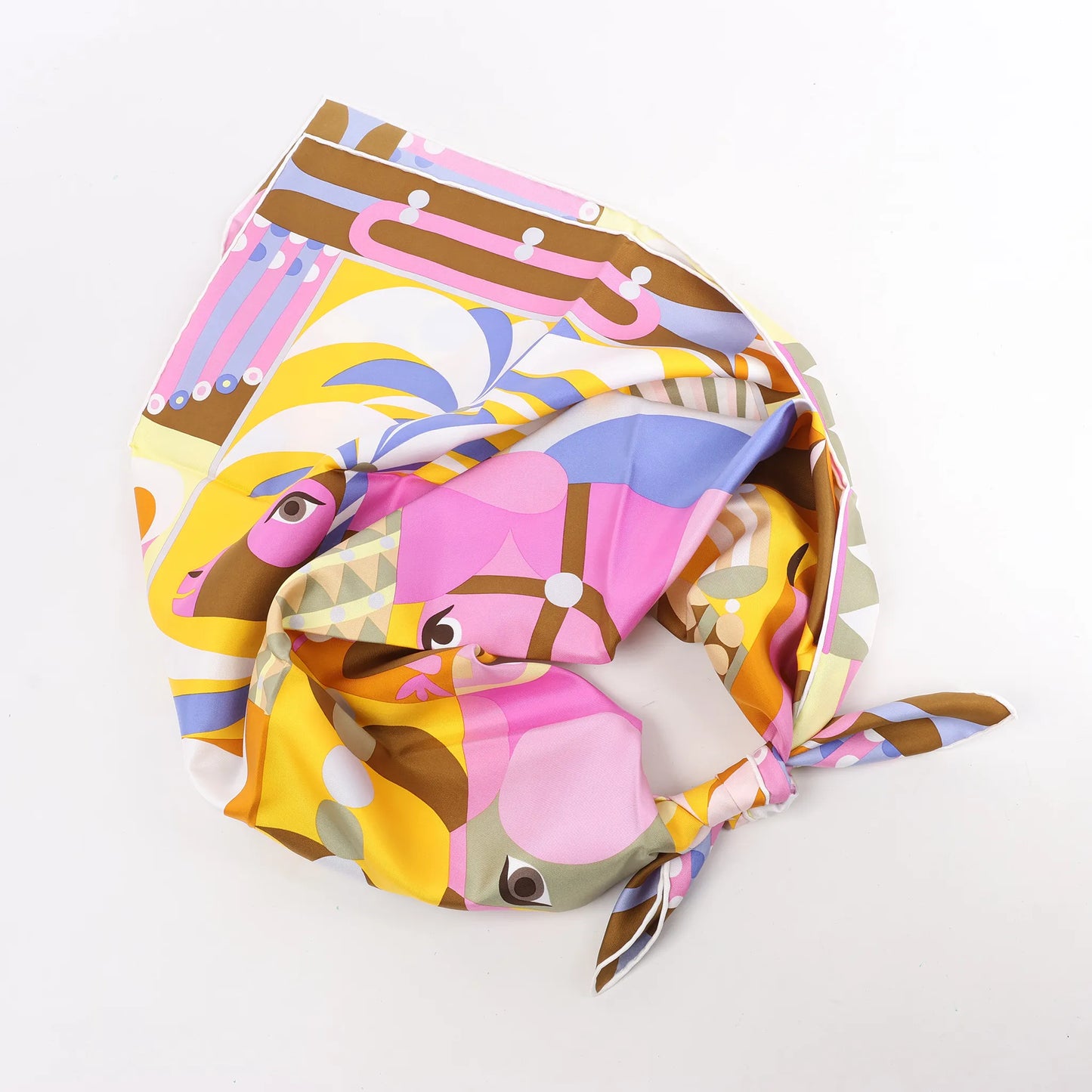 Hermès Carré 90 "Parade en Fanfare" Silk handkerchief in Purple