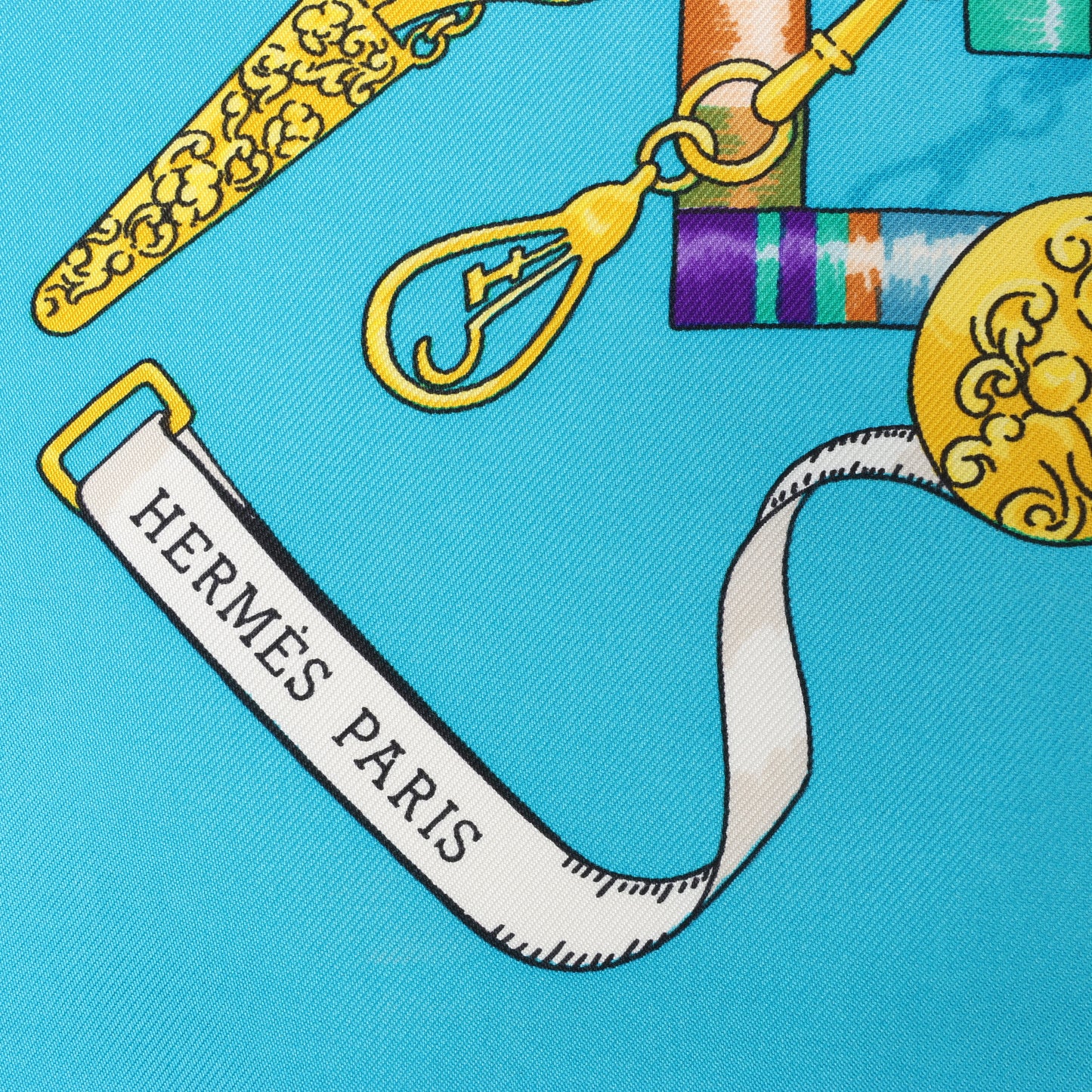 Hermès Carré 90 "Petite main" Mouchoir en soie bleu