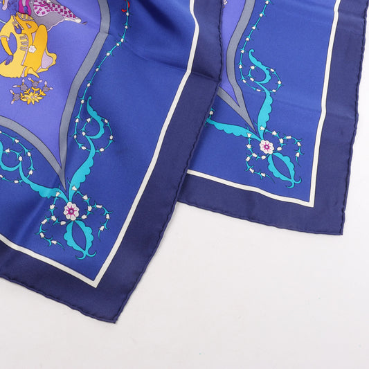 Hermès Carré 90 "Poesie Persane" Silk handkerchief in Navy Blue