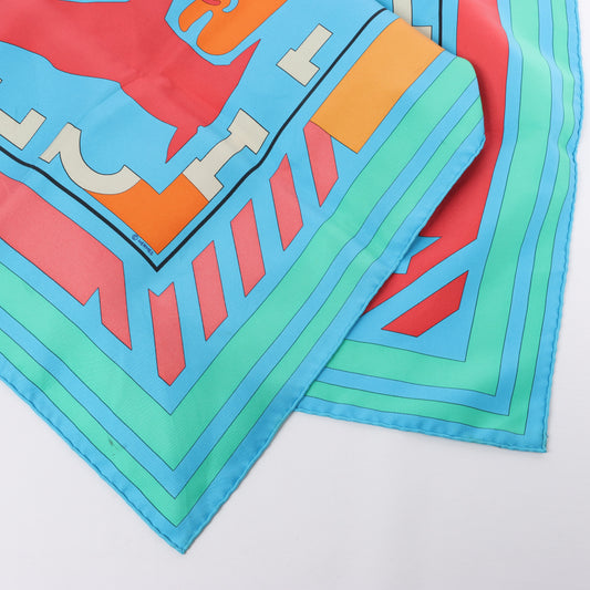 Hermès Carré 90 "Puzzle" 100% Silk Scarf in Blue