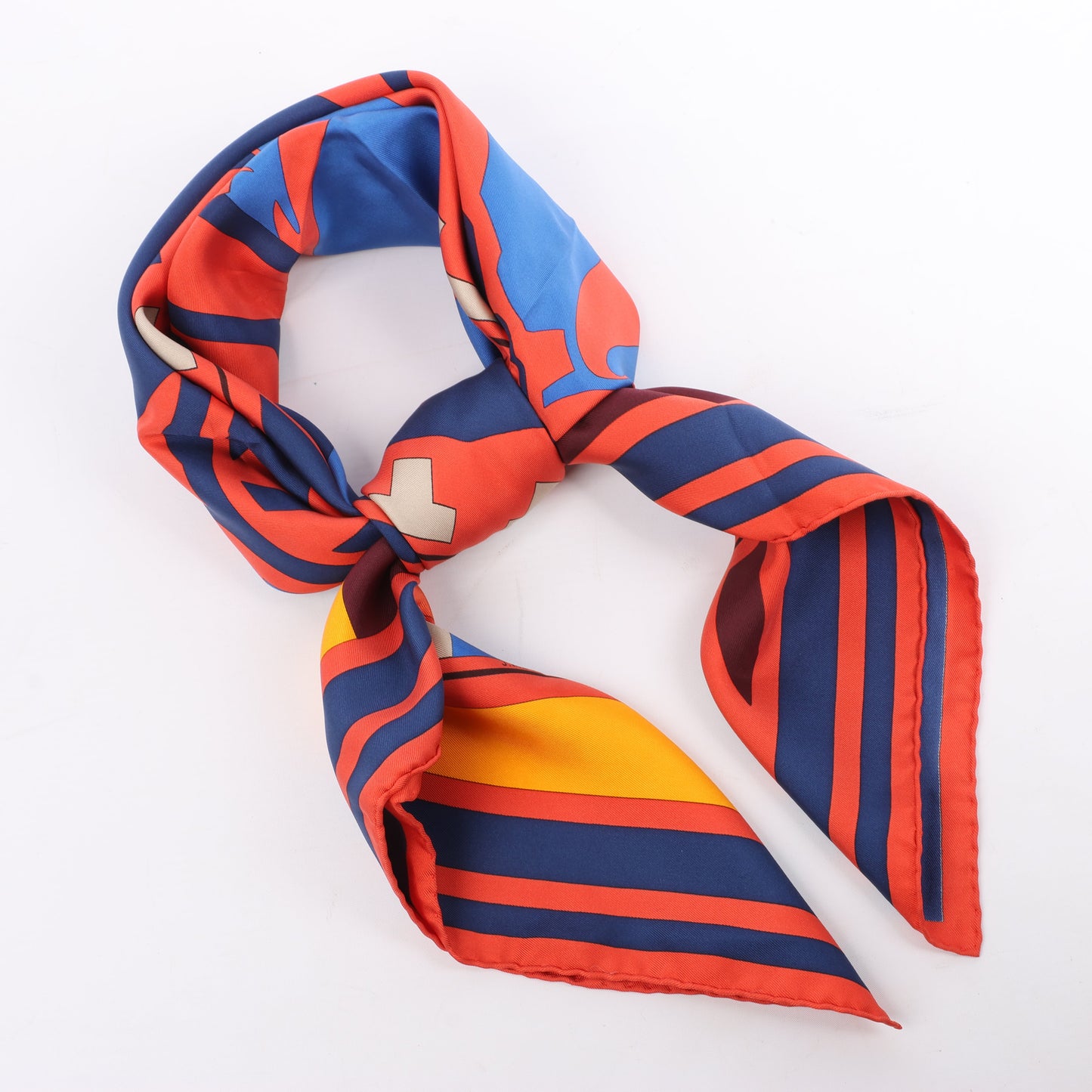 Hermès Carré 90 „Puzzle“ 100% Seidenschal in Orange