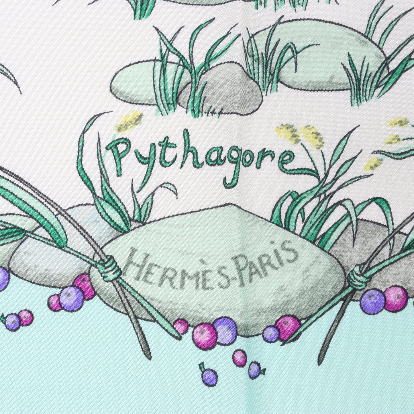 Hermès Carré 90 „Pythagore“ Schal aus 100 % Seide in Grün