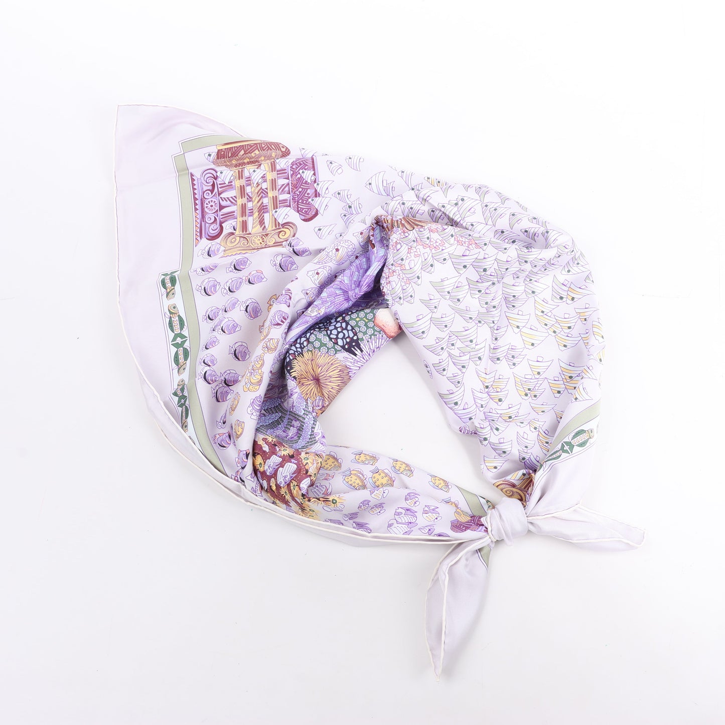 Hermès Carré 90 "RENCONTRE OCEANE" Silk handkerchief in Purple