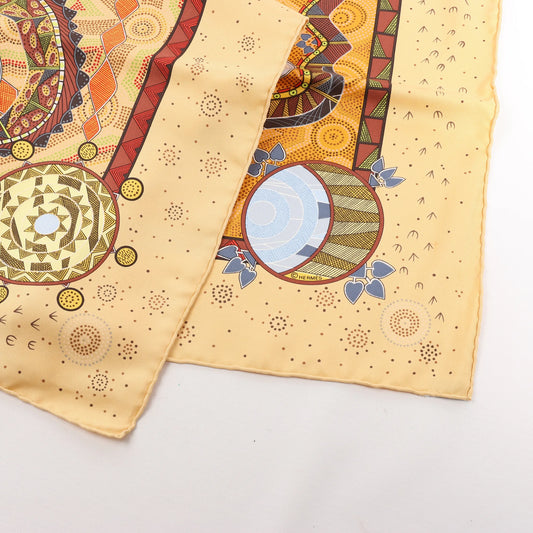 Hermès Carré 90 "REVE D’AUSTRALIE" Silk handkerchief in Beige