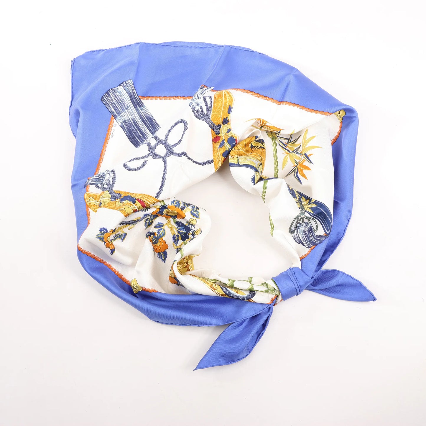 Hermès Carré 90 "SAMOURAI" Silk handkerchief in Blue