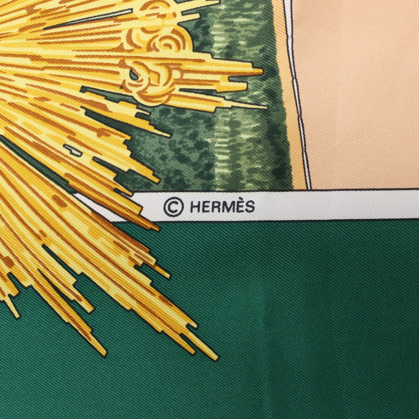 Hermès Carré 90 „SANSSOUCY“ 100% Seidenschal in Grün