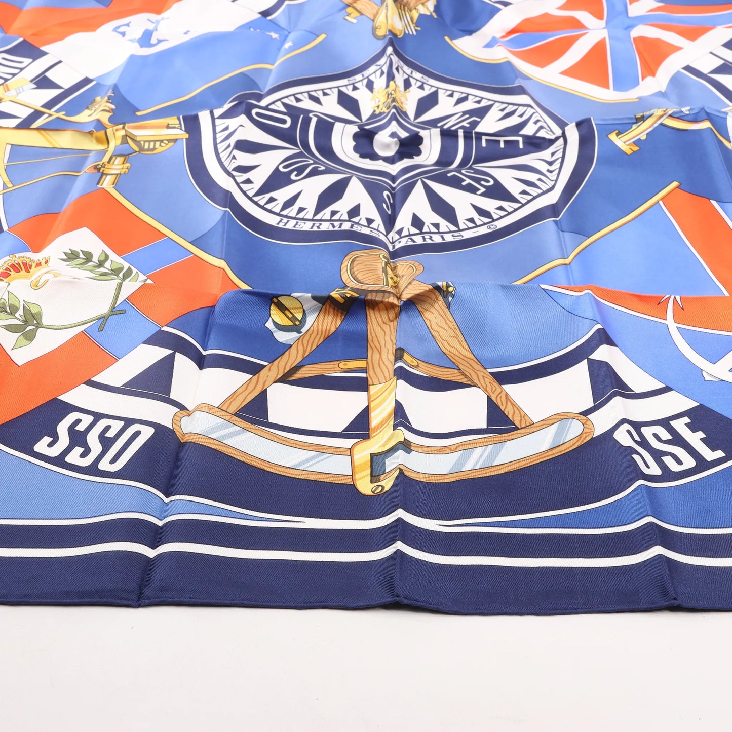 Hermès Carré 90 "SEXTANTS" Silk handkerchief in Blue