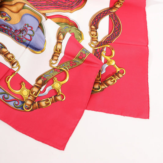 Hermès Carré 90 "Festival des Amazones" Silk handkerchief in Red