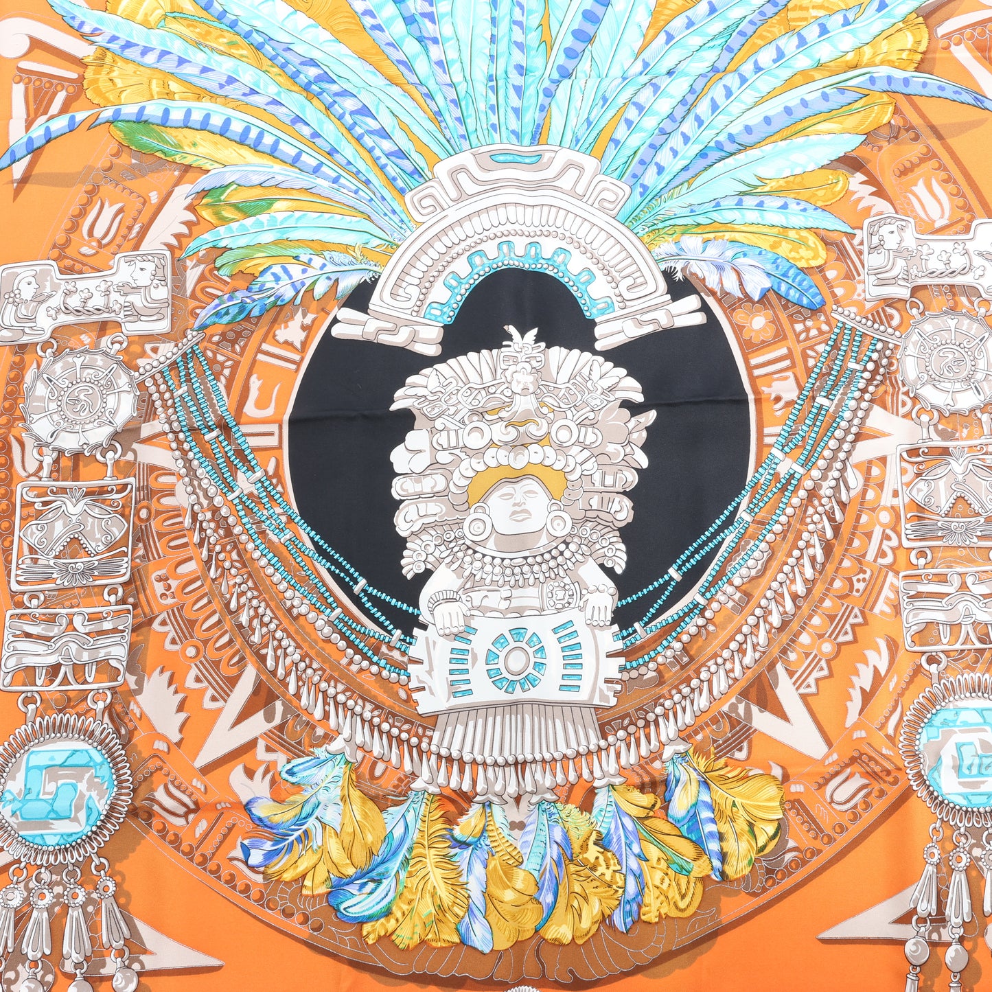 Hermès Carré 90 "Buddha Carnival" Silk handkerchief in Black