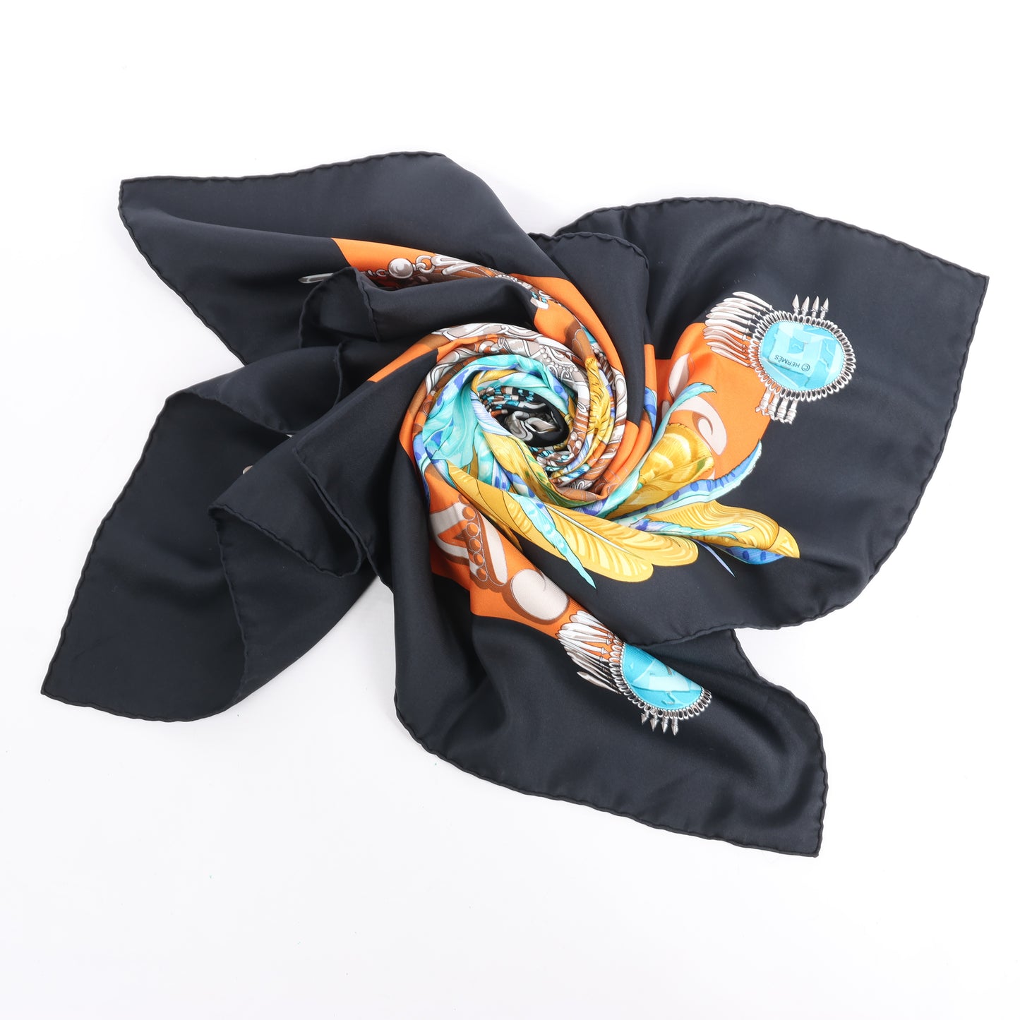 Hermès Carré 90 "Buddha Carnival" Silk handkerchief in Black