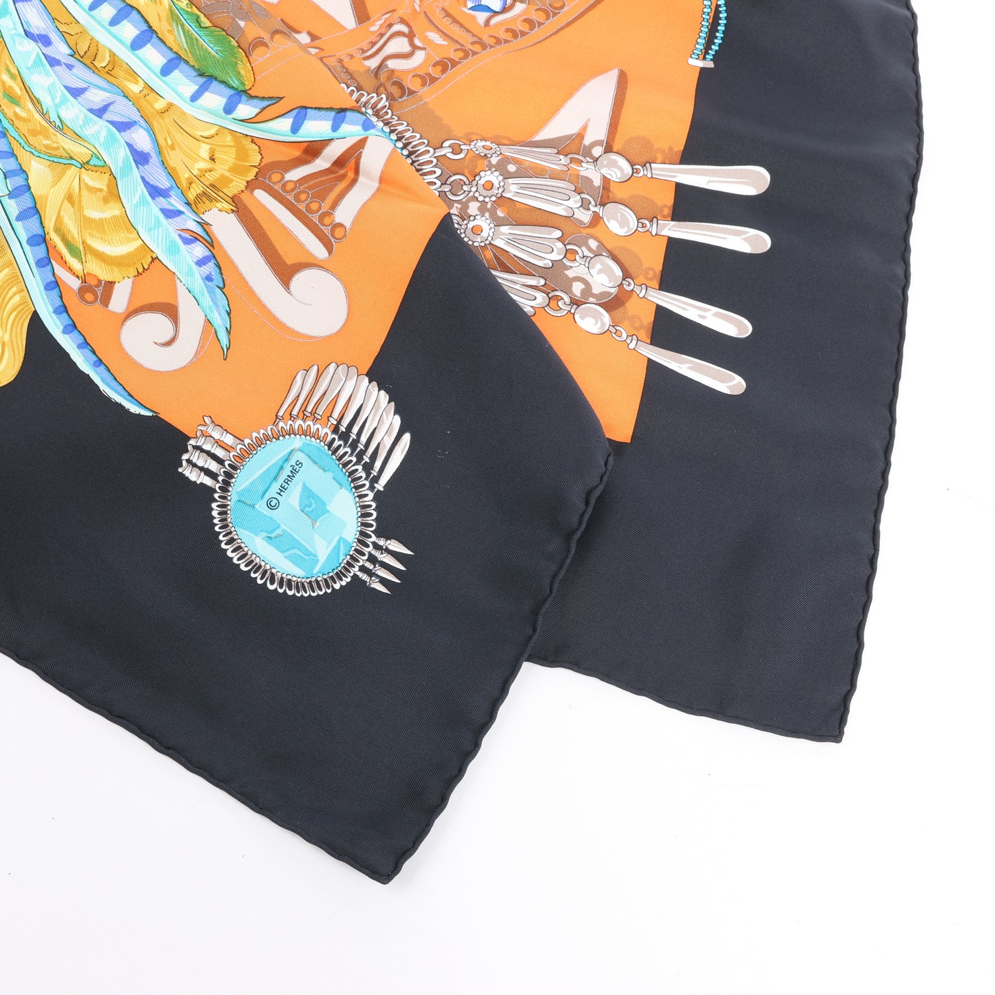 Hermès Carré 90 "Buddha Carnival" Silk handkerchief in Black