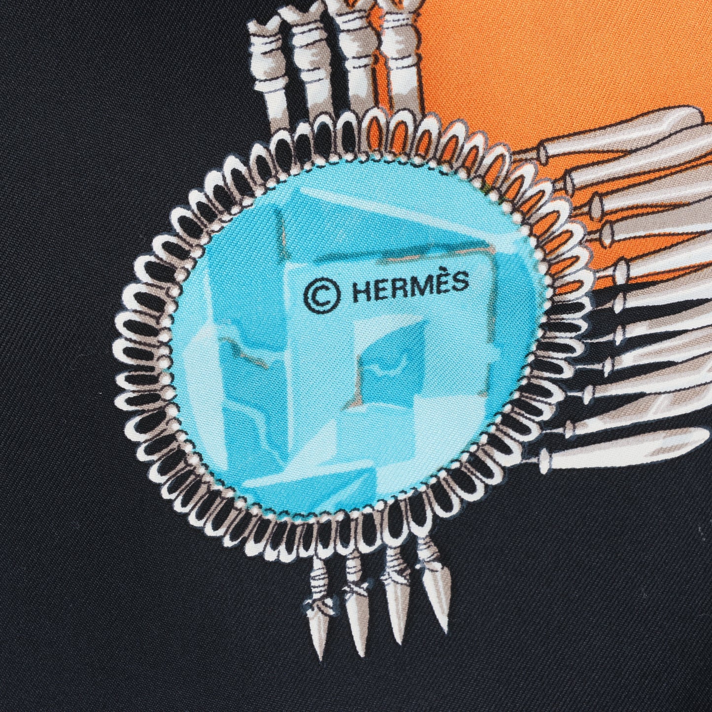 Hermès Carré 90 "Buddha Carnival" Silk handkerchief in Black
